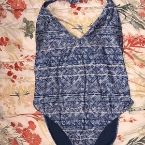 Plunge halter one piece swimsuit